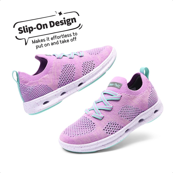 Knit Lightweight Slip-on Sneakers - PURPLR GREEN - 3